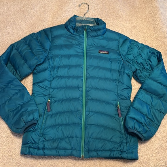 Patagonia Girls (Size 12) Down Jacket/Coat, Underwater Blue/Aqua Green - Picture 3 of 16